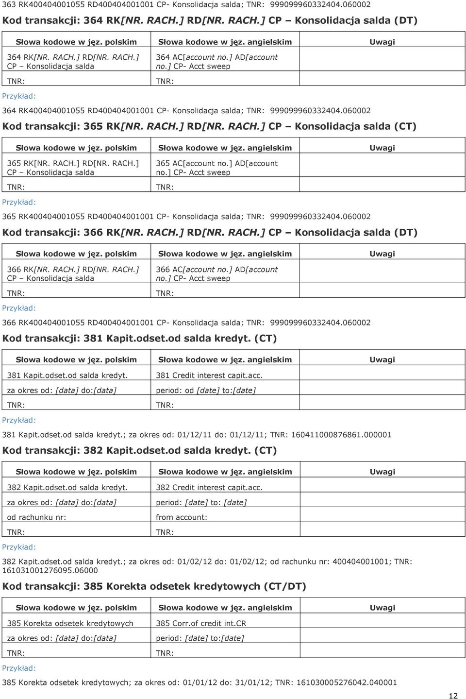 RACH.] RD[NR. RACH.] CP Konsolidacja salda 365 AC[account no.] AD[account no.] CP- Acct sweep 365 RK400404001055 RD400404001001 CP- Konsolidacja salda; 999099960332404.