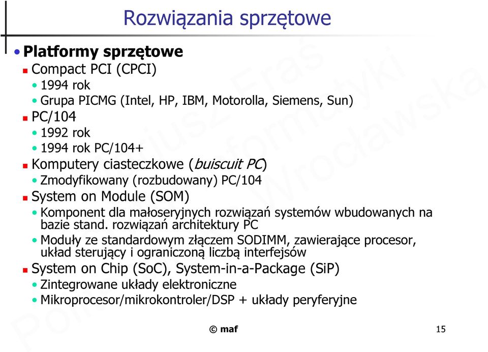 wbudowanych na bazie stand.