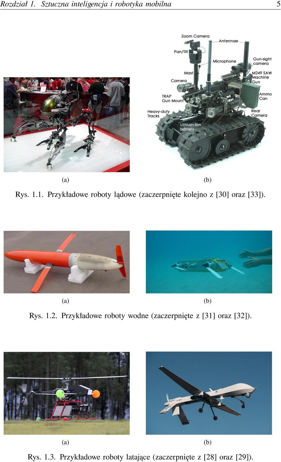 1. Przykładowe roboty lądowe (zaczerpnięte kolejno z [30] oraz [33]).