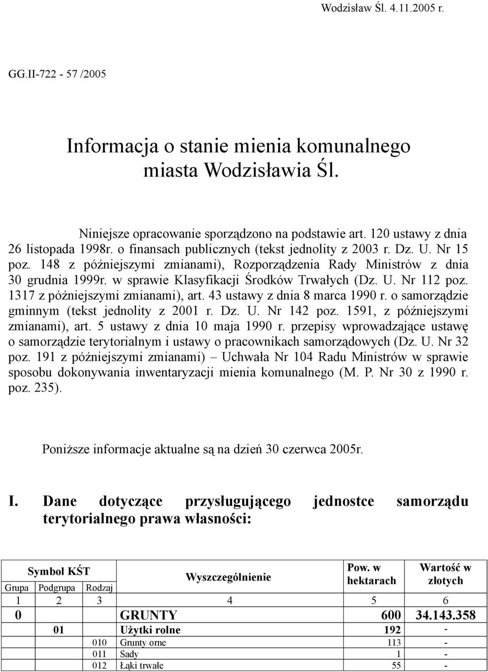 1317 z późniejszymi zmianami), art. 43 ustawy z dnia 8 marca 199 r. o samorządzie gminnym (tekst jednolity z 21 r. Dz. U. Nr 142 poz. 1591, z późniejszymi zmianami), art. 5 ustawy z dnia 1 maja 199 r.