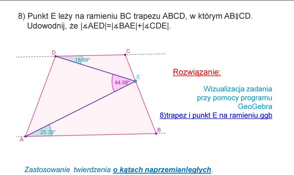 Wizualizacja zadania przy pomocy programu GeoGebra