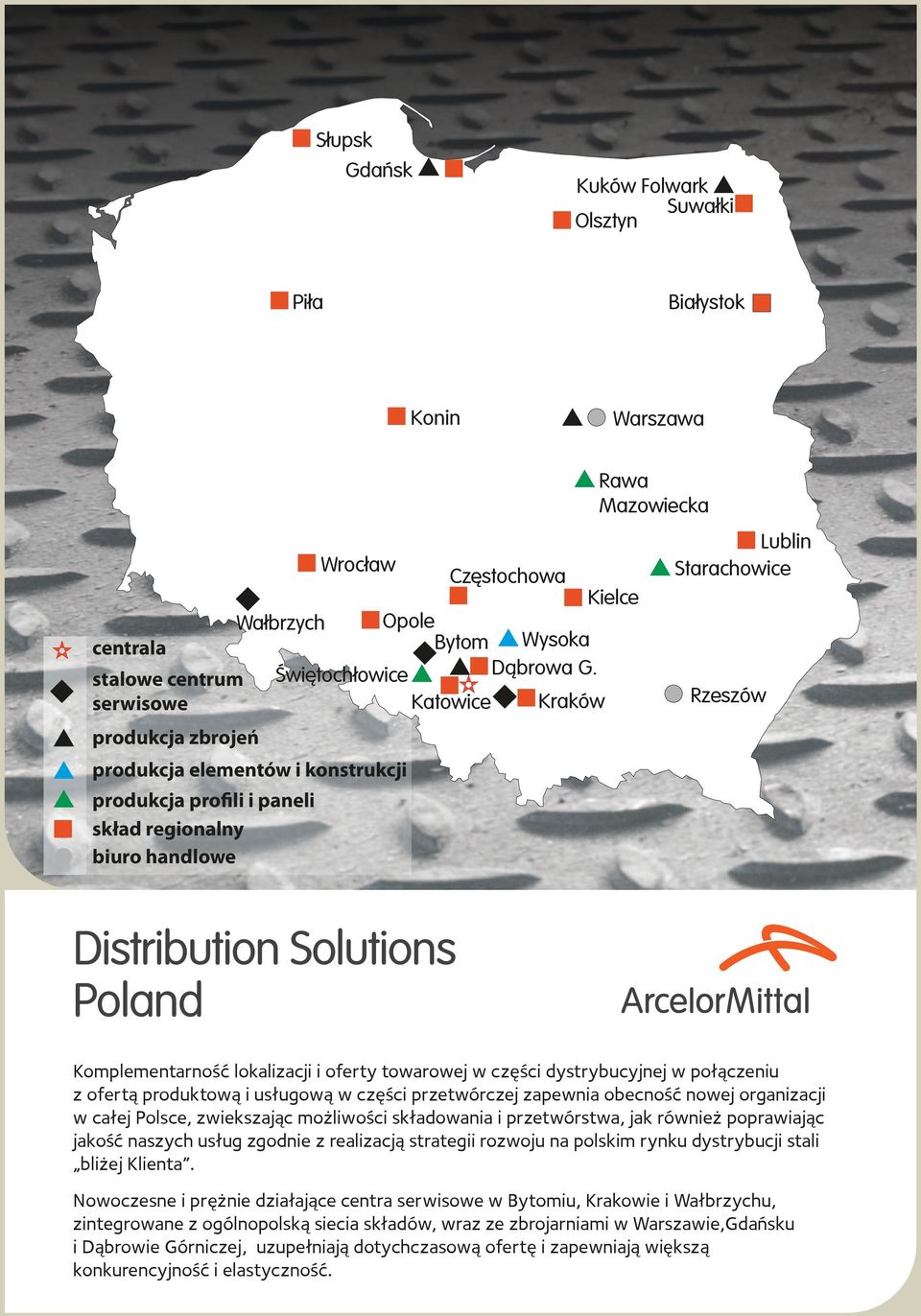 Distribution Solutions Poland Komplementarność lokalizacji i oferty towarowej w części dystrybucyjnej w połączeniu z ofertą produktową i usługową w części przetwórczej zapewnia obecność nowej