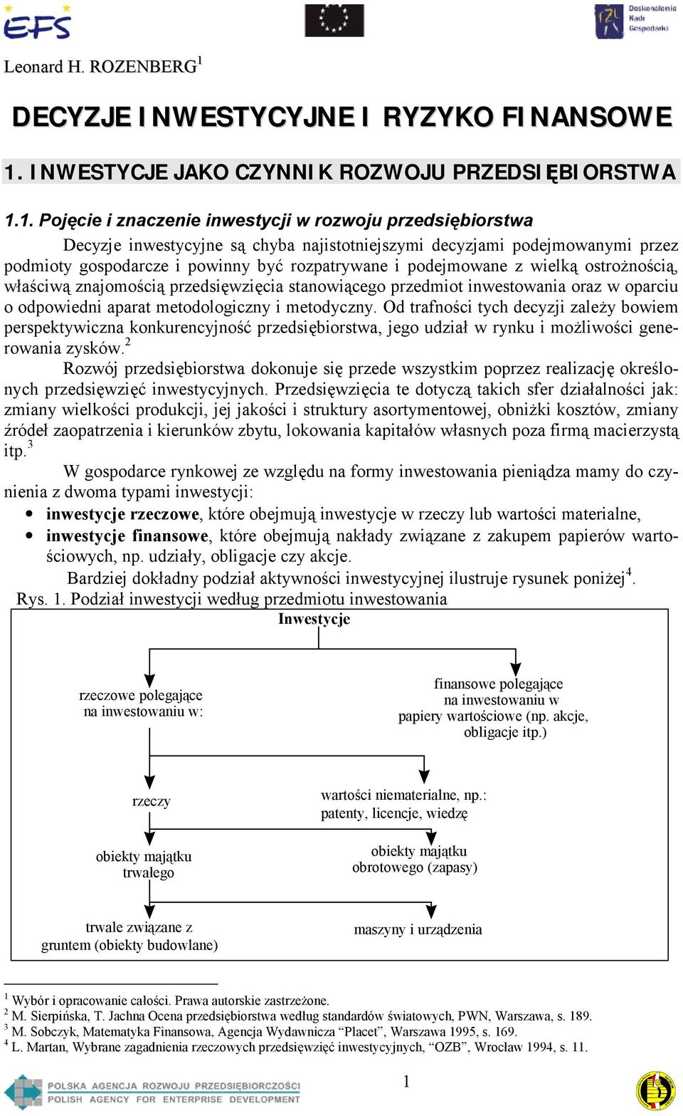 INWESTYCJE JAKO CZYNNIK ROZWOJU PRZEDSIĘBIORSTWA 1.