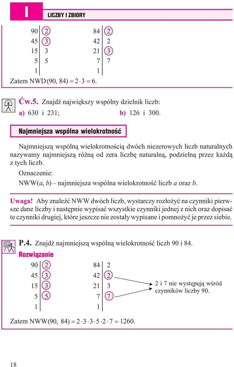 Oznaczenie: NWW( a, b ) najmniejsza wspólna wielokrotnoœæ liczb a oraz b. Uwaga!