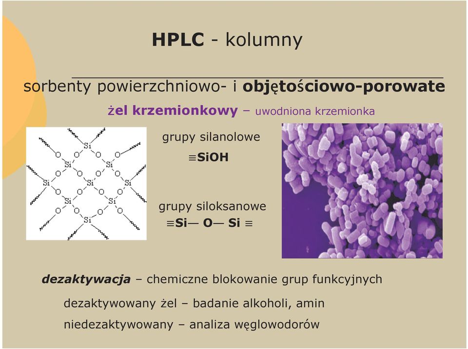 siloksanowe Si O Si dezaktywacja chemiczne blokowanie grup