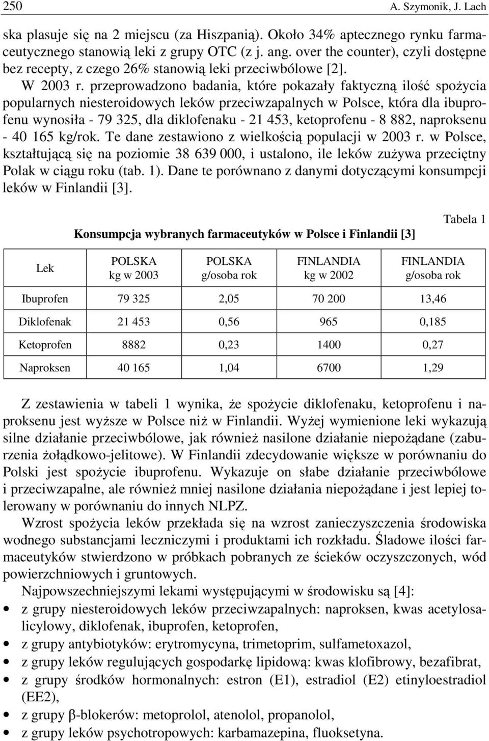 przeprowadzono badania, które pokazały faktyczną ilość spoŝycia popularnych niesteroidowych leków przeciwzapalnych w Polsce, która dla ibuprofenu wynosiła - 79 325, dla diklofenaku - 21 453,