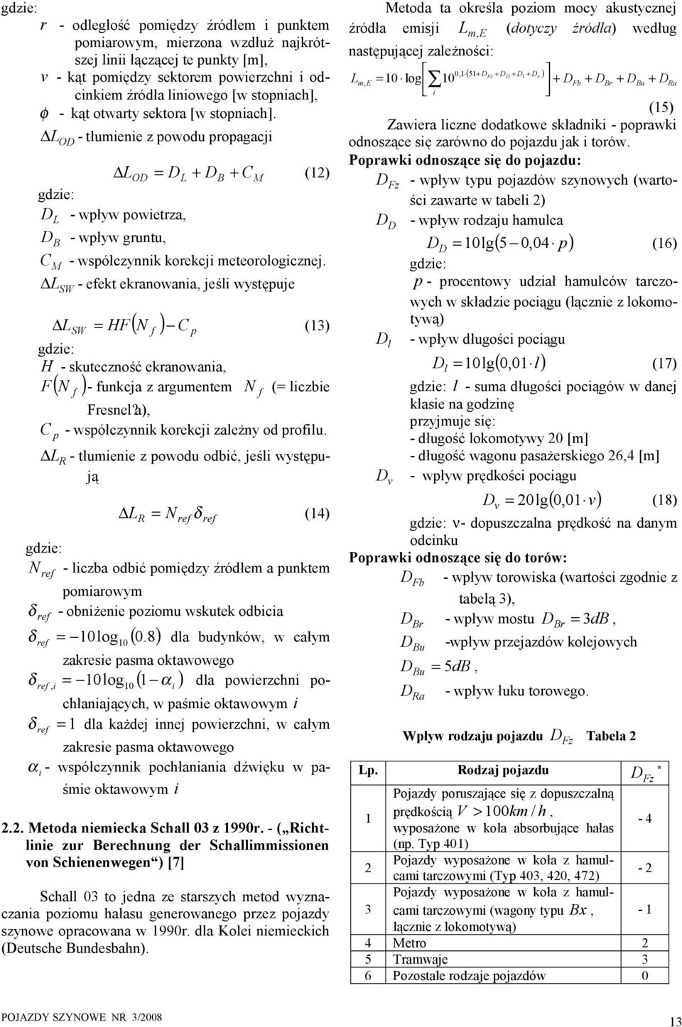 - efekt ekranowania, jeśli występuje L SW ( N f ) C p LSW = HF (13) H - skuteczność ekranowania, F( N f )- funkcja z argumentem N f (= liczbie Fresnel?a), C - współczynnik korekcji zależny od profilu.