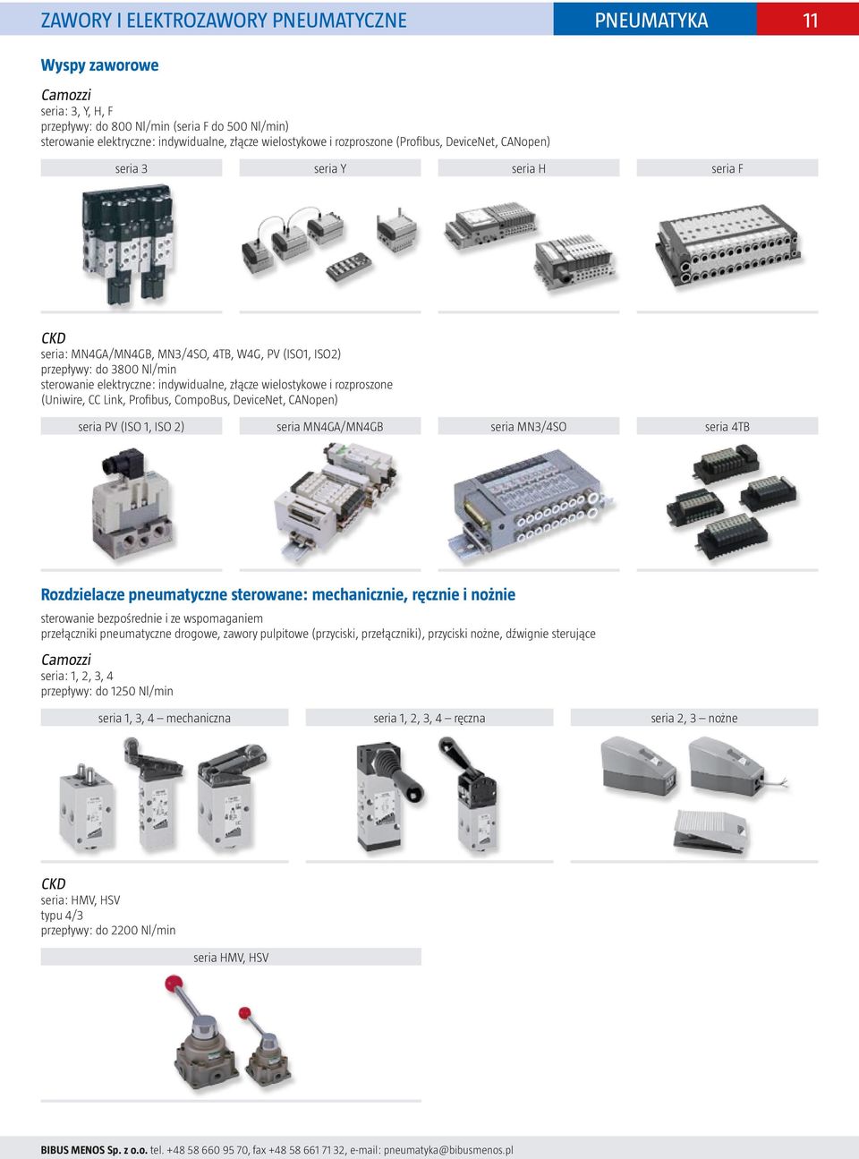 złącze wielostykowe i rozproszone (Uniwire, CC Link, Profibus, CompoBus, DeviceNet, CANopen) seria PV (ISO 1, ISO 2) seria MN4GA/MN4GB seria MN3/4SO seria 4TB Rozdzielacze pneumatyczne sterowane: