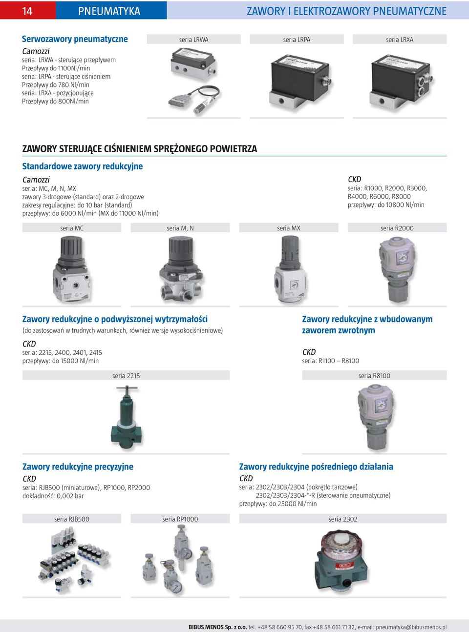 (standard) oraz 2-drogowe zakresy regulacyjne: do 10 bar (standard) przepływy: do 6000 Nl/min (MX do 11000 Nl/min) seria: R1000, R2000, R3000, R4000, R6000, R8000 przepływy: do 10800 Nl/min seria MC