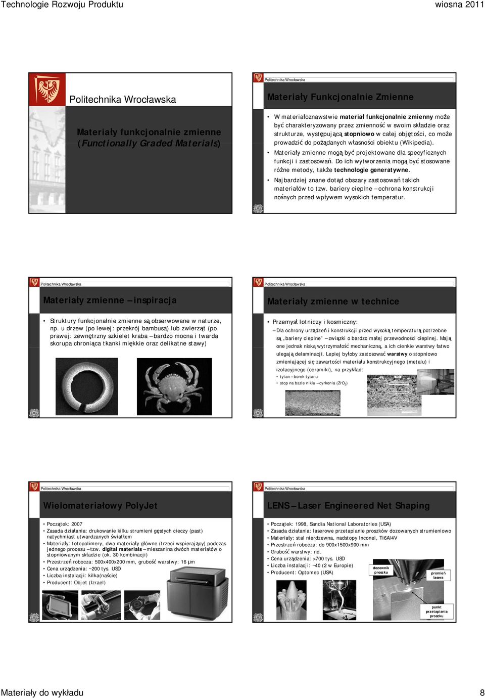 Materiały zmienne mogą być projektowane dla specyficznych funkcji i zastosowań. Do ich wytworzenia mogą być stosowane różne metody, także technologie generatywne.