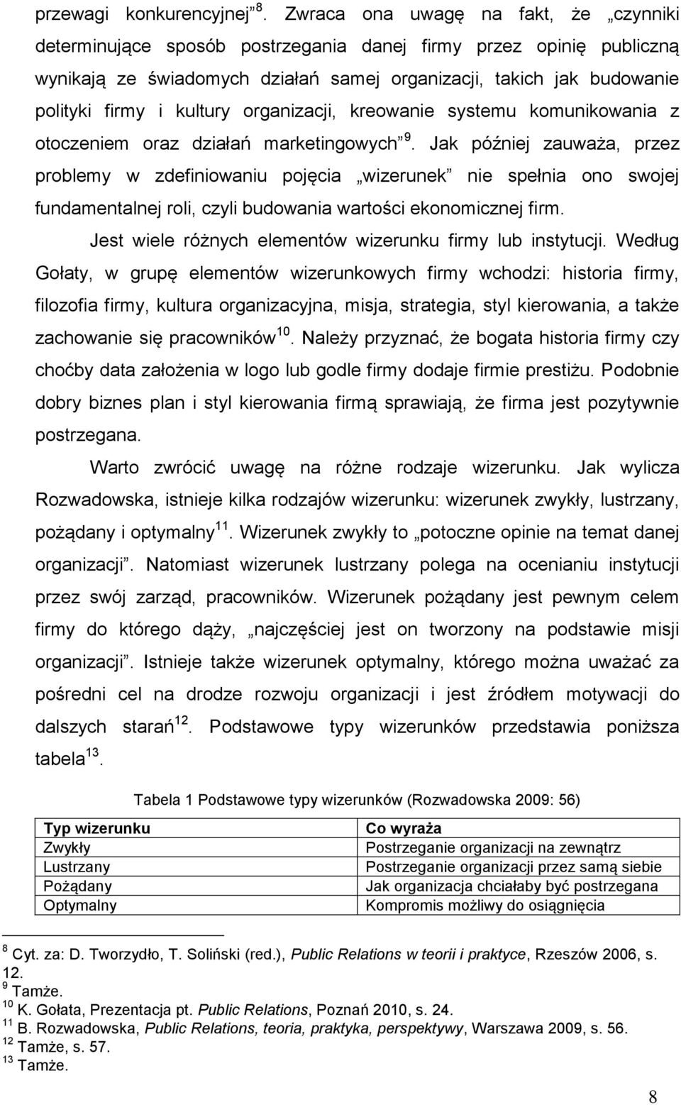 kultury organizacji, kreowanie systemu komunikowania z otoczeniem oraz działań marketingowych 9.