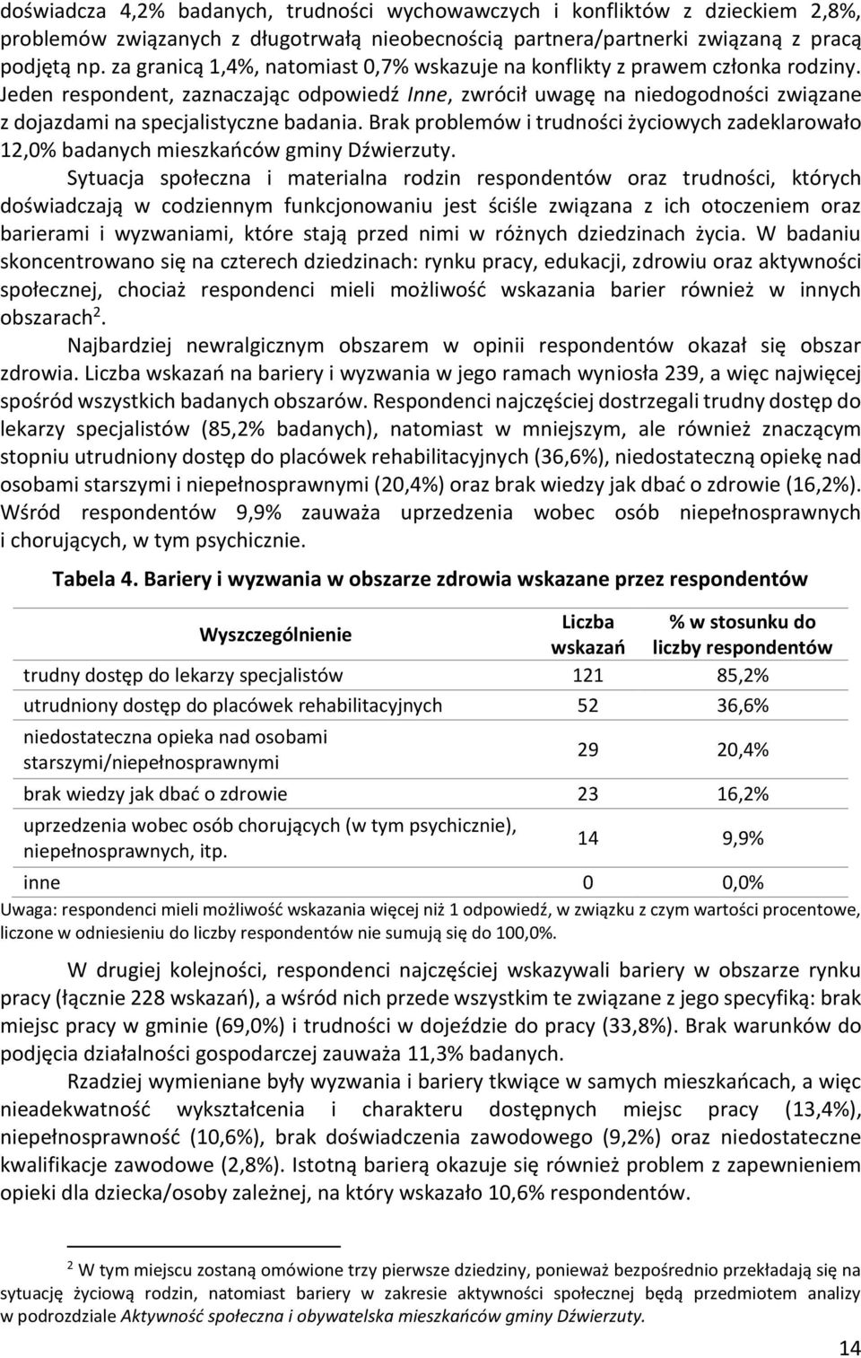 Jeden respondent, zaznaczając odpowiedź Inne, zwrócił uwagę na niedogodności związane z dojazdami na specjalistyczne badania.