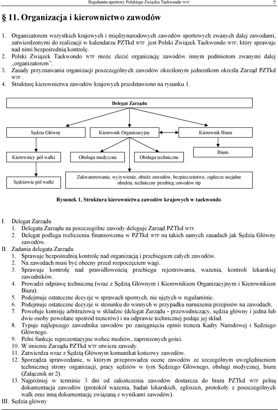 nad nimi bezpośrednią kontrolę. 2. Polski Związek Taekwondo WTF może zlecić organizację zawodów innym podmiotom zwanymi dalej organizatorem. 3.