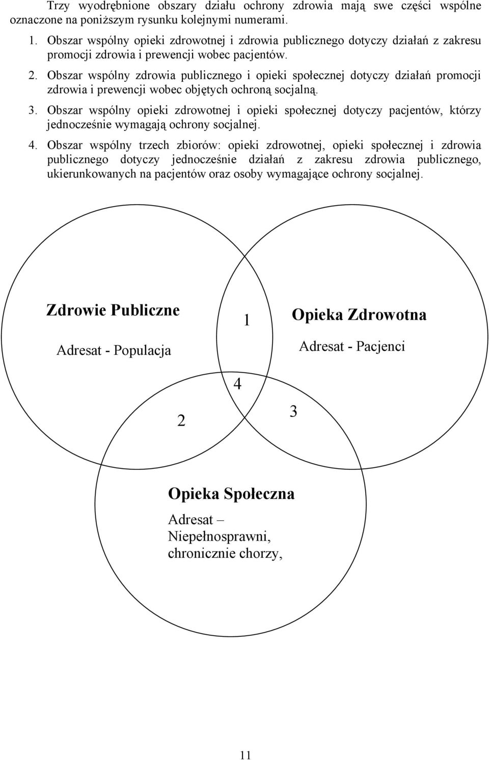 Obszar wspólny zdrowia publicznego i opieki społecznej dotyczy działań promocji zdrowia i prewencji wobec objętych ochroną socjalną. 3.