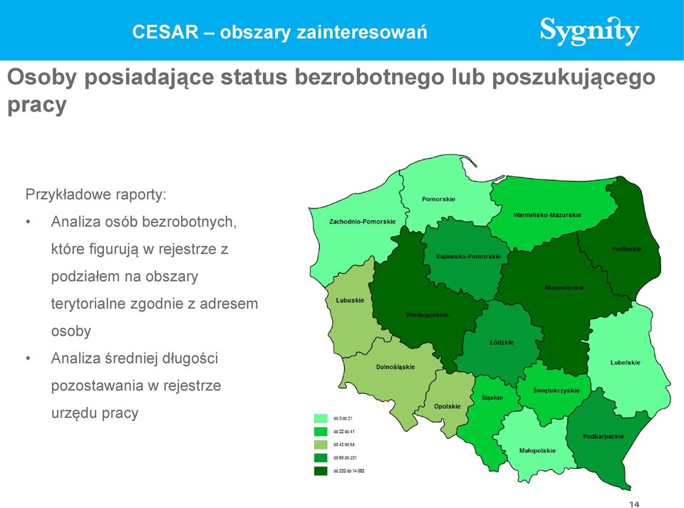 które figurują w rejestrze z podziałem na obszary terytorialne zgodnie z