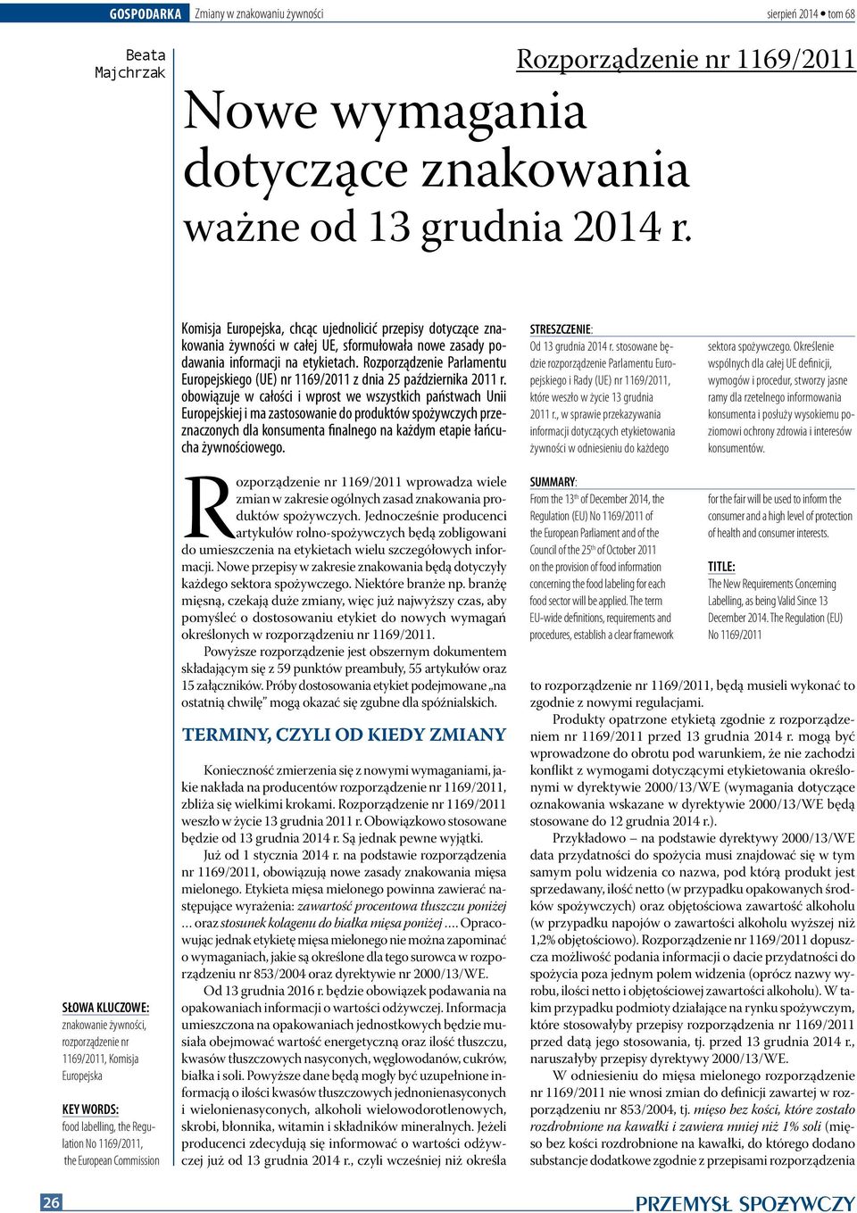 Rozporządzenie Parlamentu Europejskiego (UE) nr 1169/2011 z dnia 25 października 2011 r.