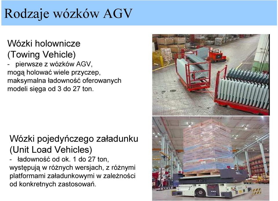 Wózki pojedyńczego załadunku (Unit Load Vehicles) - ładowność od ok.