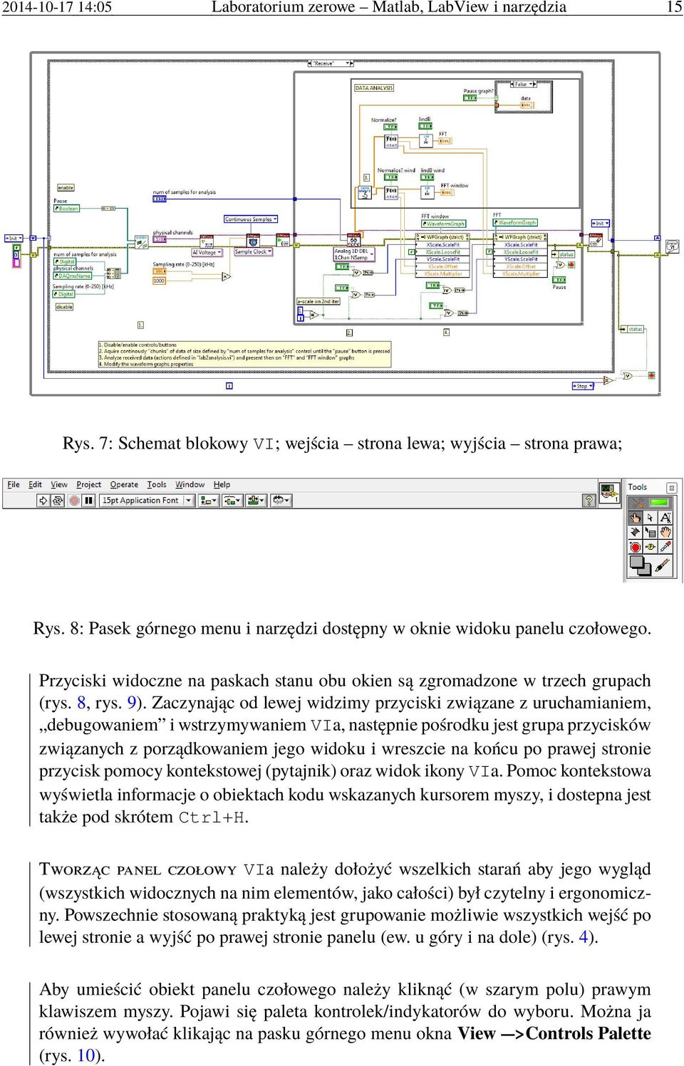 Zaczynając od lewej widzimy przyciski związane z uruchamianiem, debugowaniem i wstrzymywaniem VIa, następnie pośrodku jest grupa przycisków związanych z porządkowaniem jego widoku i wreszcie na końcu