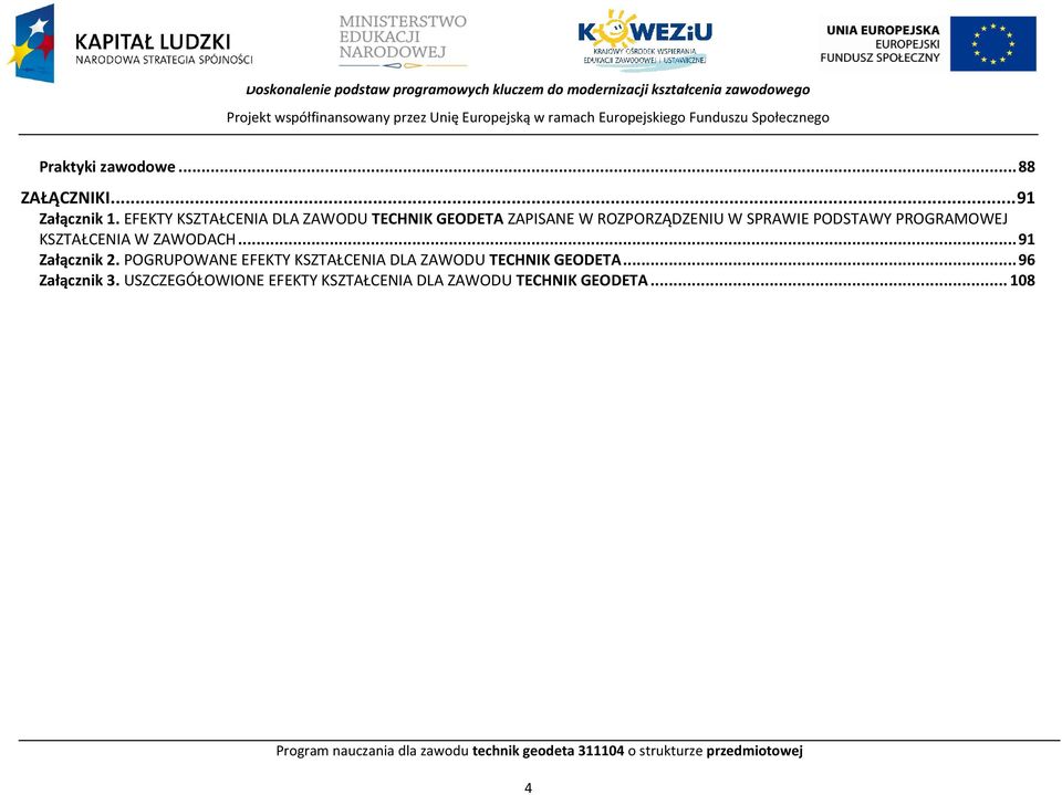 EFEKTY KSZTAŁENIA DLA ZAWODU TEHNIK GEODETA ZAISANE W ROZORZĄDZENIU W SRAWIE ODSTAWY ROGRAMOWEJ KSZTAŁENIA W ZAWODAH.