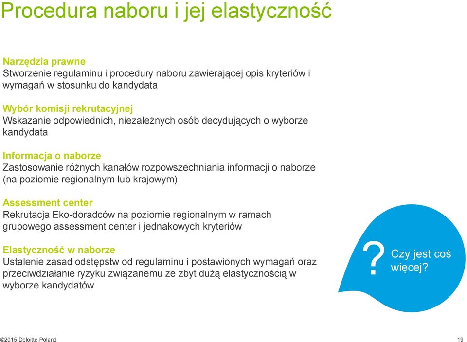 (na poziomie regionalnym lub krajowym) Assessment center Rekrutacja Eko-doradców na poziomie regionalnym w ramach grupowego assessment center i jednakowych kryteriów