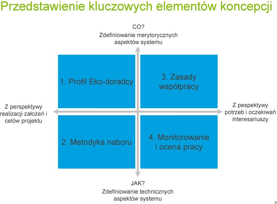 Zasady współpracy Z perspektywy realizacji założeń i celów projektu Z pespektywy