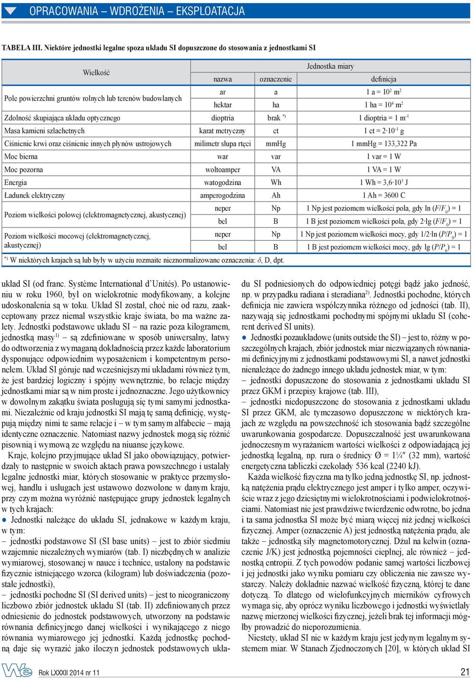 1 a = 10 2 m 2 hektar ha 1 ha = 10 4 m 2 Zdolność skupiająca układu optycznego dioptria brak *) 1 dioptria = 1 m -1 Masa kamieni szlachetnych karat metryczny ct 1 ct = 2 10-1 g Ciśnienie krwi oraz