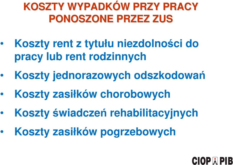 Koszty jednorazowych odszkodowań Koszty zasiłków