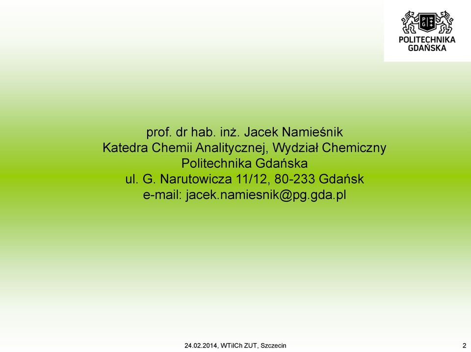 Chemiczny Politechnika Gd