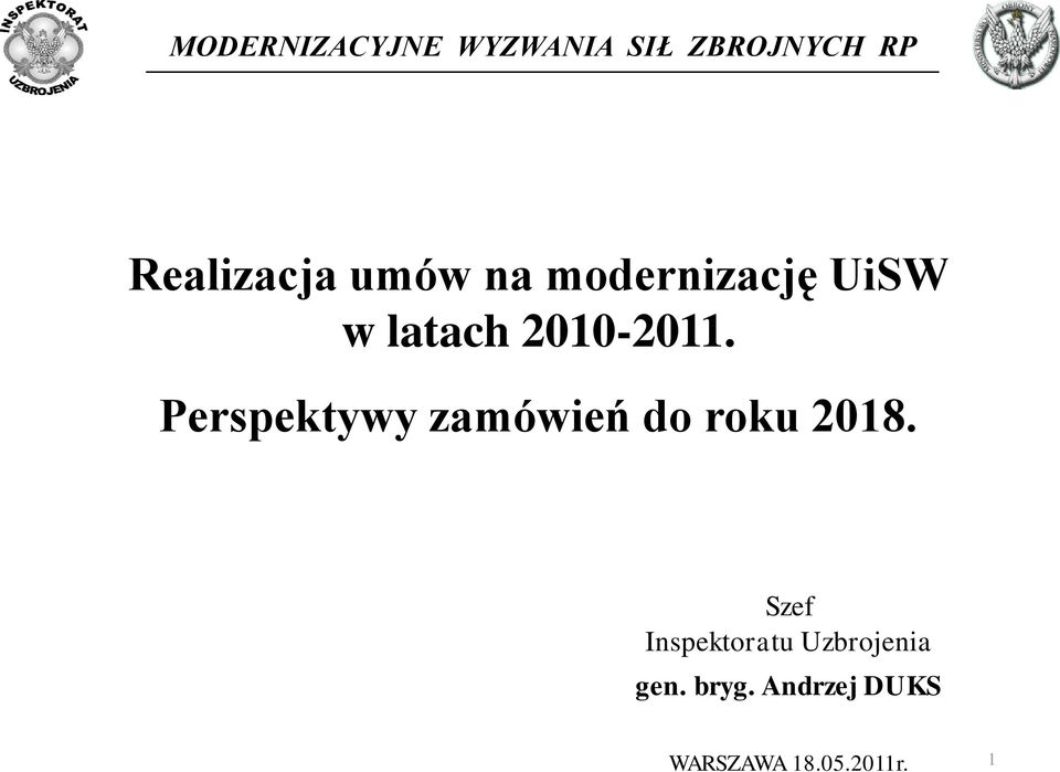 Perspektywy zamówień do roku 2018.