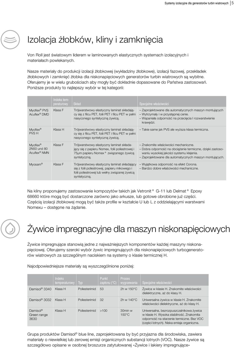 Nasze materiały do produkcji izolacji żłobkowej (wykładziny żłobkowe), izolacji fazowej, przekładek żłobkowych i zamknięć żłobka dla niskonapięciowych generatorów turbin wiatrowych są wybitne.