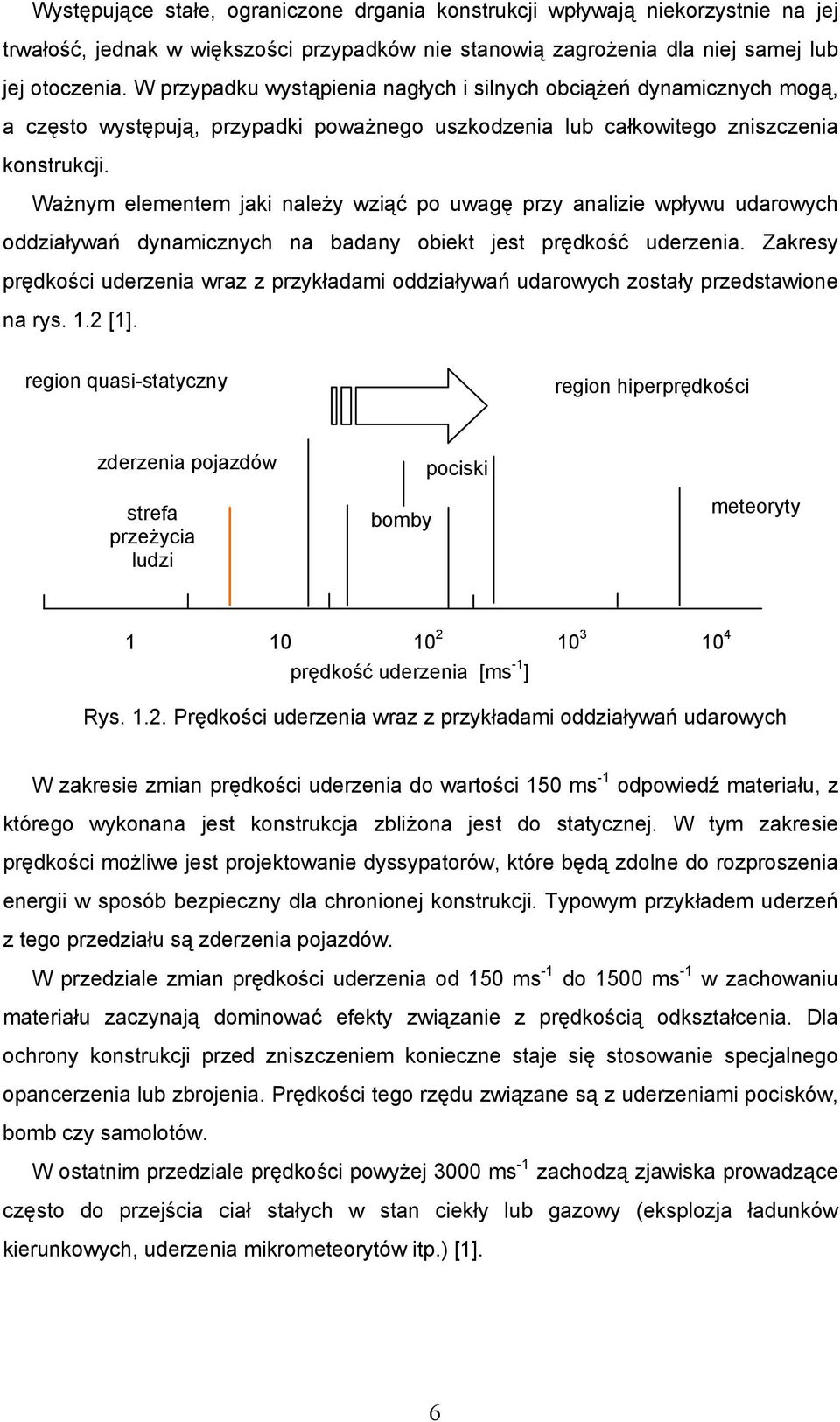 Ważnym elementem jaki należy wziąć po uwagę przy analizie wpływu udarowych oddziaływań dynamicznych na badany obiekt jest prędkość uderzenia.