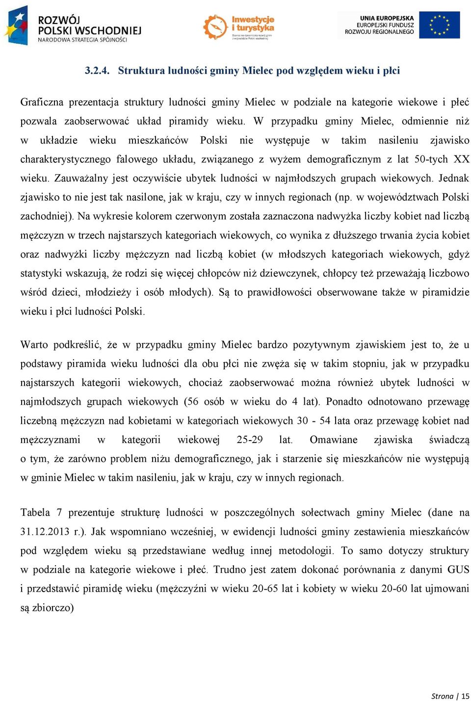 50-tych XX wieku. Zauważalny jest oczywiście ubytek ludności w najmłodszych grupach wiekowych. Jednak zjawisko to nie jest tak nasilone, jak w kraju, czy w innych regionach (np.