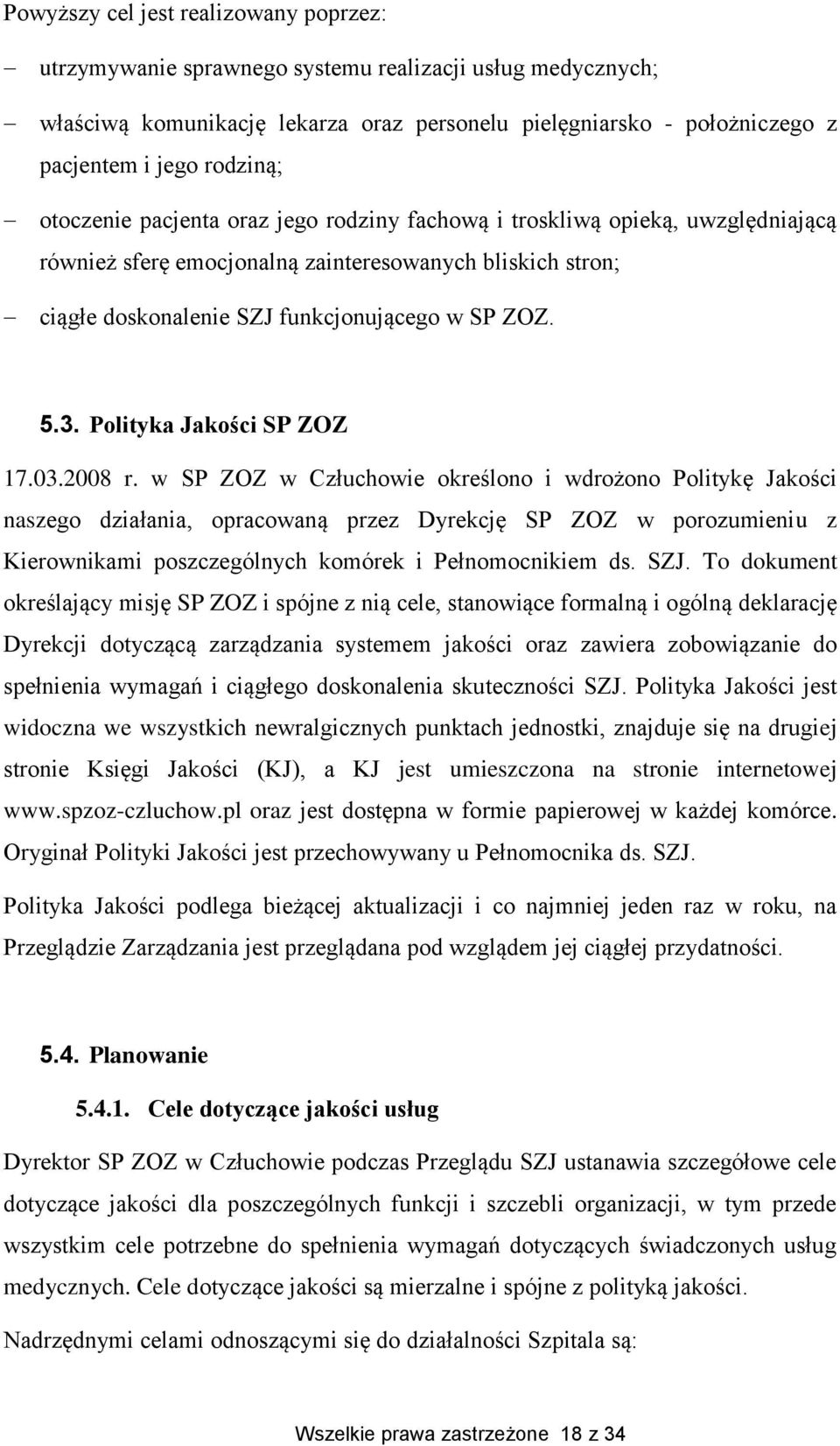 Polityka Jakości SP ZOZ 17.03.2008 r.