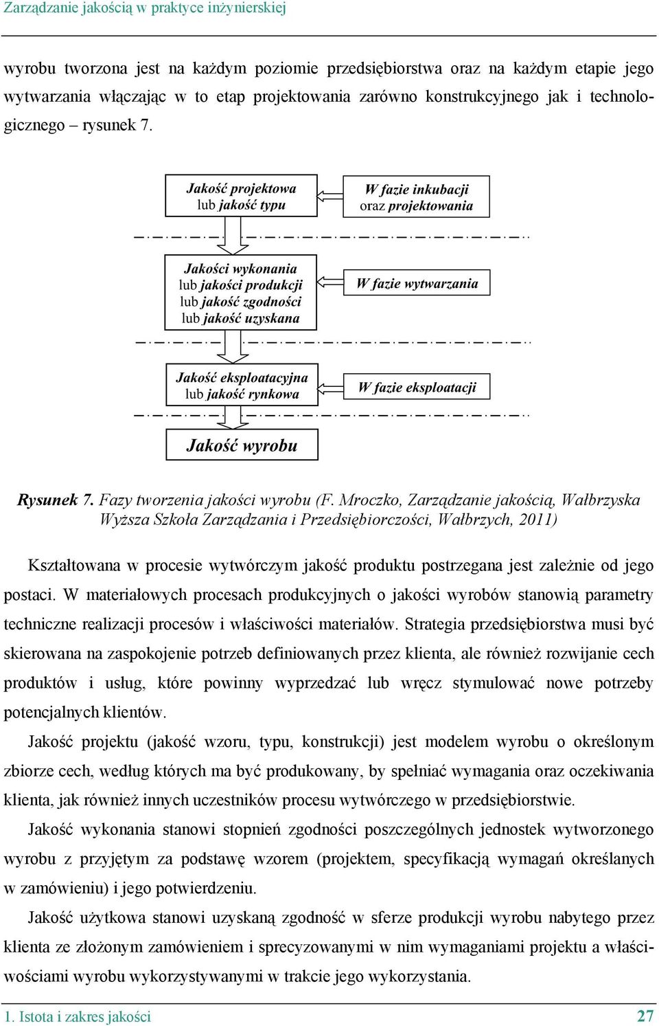 Mroczko, Zarządzanie jakością, Wałbrzyska Wyższa Szkoła Zarządzania i Przedsiębiorczości, Wałbrzych, 2011) Kształtowana w procesie wytwórczym jakość produktu postrzegana jest zależnie od jego postaci.