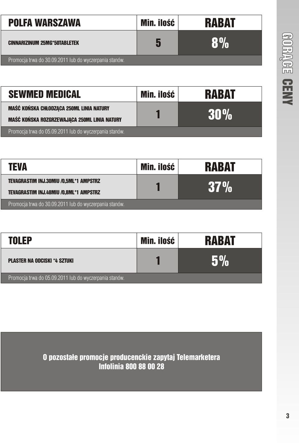 20 lub do wyczerpania stanów. 30% TEVA TEVAGRASTIM INJ.30MIU /0,5ML* AMPSTRZ TEVAGRASTIM INJ.48MIU /0,8ML* AMPSTRZ Promocja trwa do 30.09.