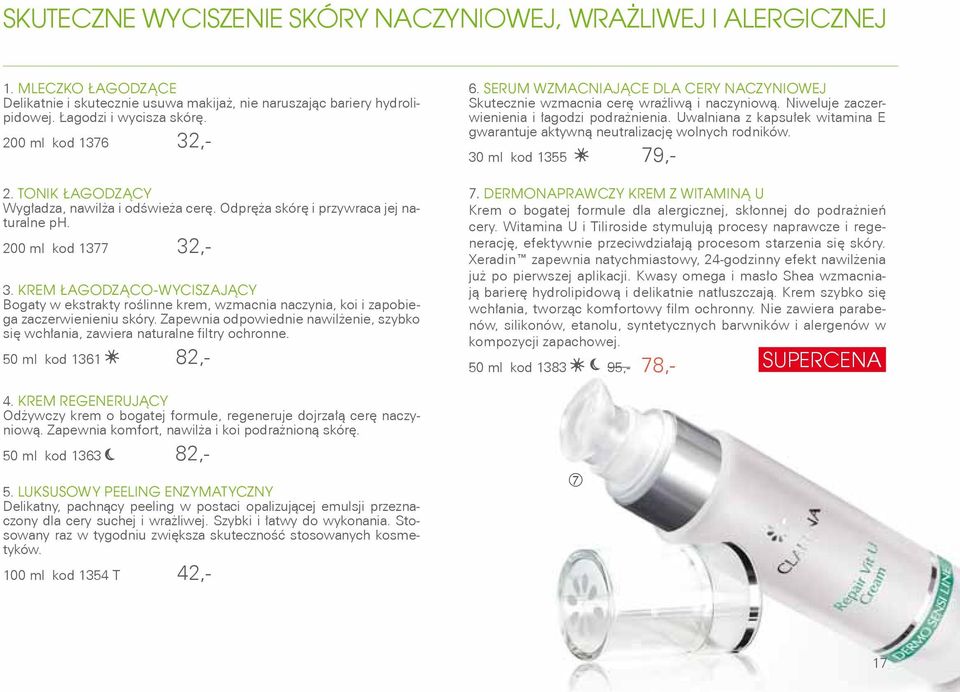 Krem łagodząco-wyciszający Bogaty w ekstrakty roślinne krem, wzmacnia naczynia, koi i zapobiega zaczerwienieniu skóry.