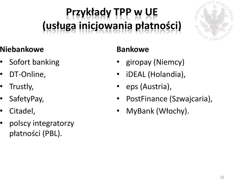 integratorzy płatności (PBL).