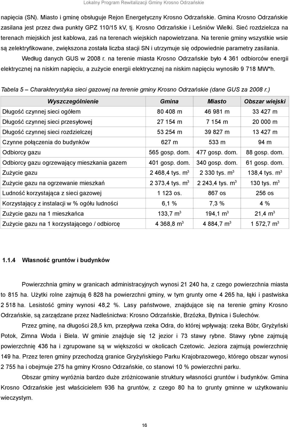 Na terenie gminy wszystkie wsie są zelektryfikowane, zwiększona została liczba stacji SN i utrzymuje się odpowiednie parametry zasilania. Według danych GUS w 2008 r.