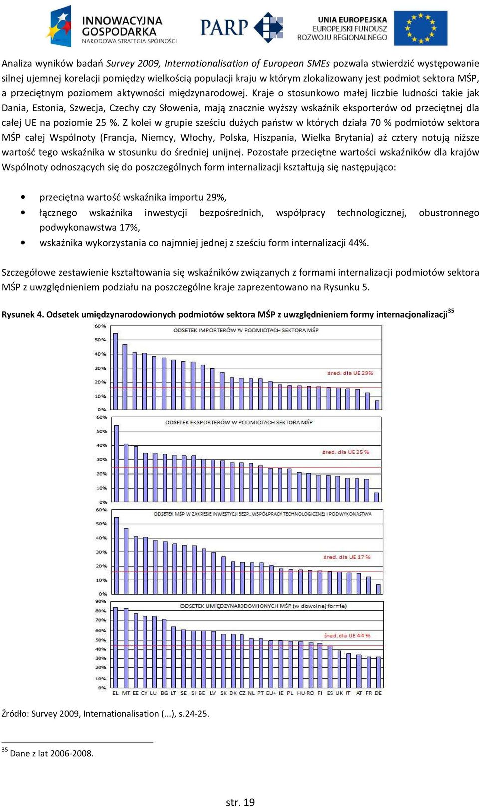 Kraje o stosunkowo małej liczbie ludności takie jak Dania, Estonia, Szwecja, Czechy czy Słowenia, mają znacznie wyższy wskaźnik eksporterów od przeciętnej dla całej UE na poziomie 25 %.