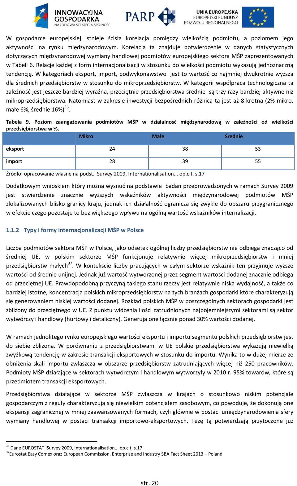 Relacje każdej z form internacjonalizacji w stosunku do wielkości podmiotu wykazują jednoznaczną tendencję.