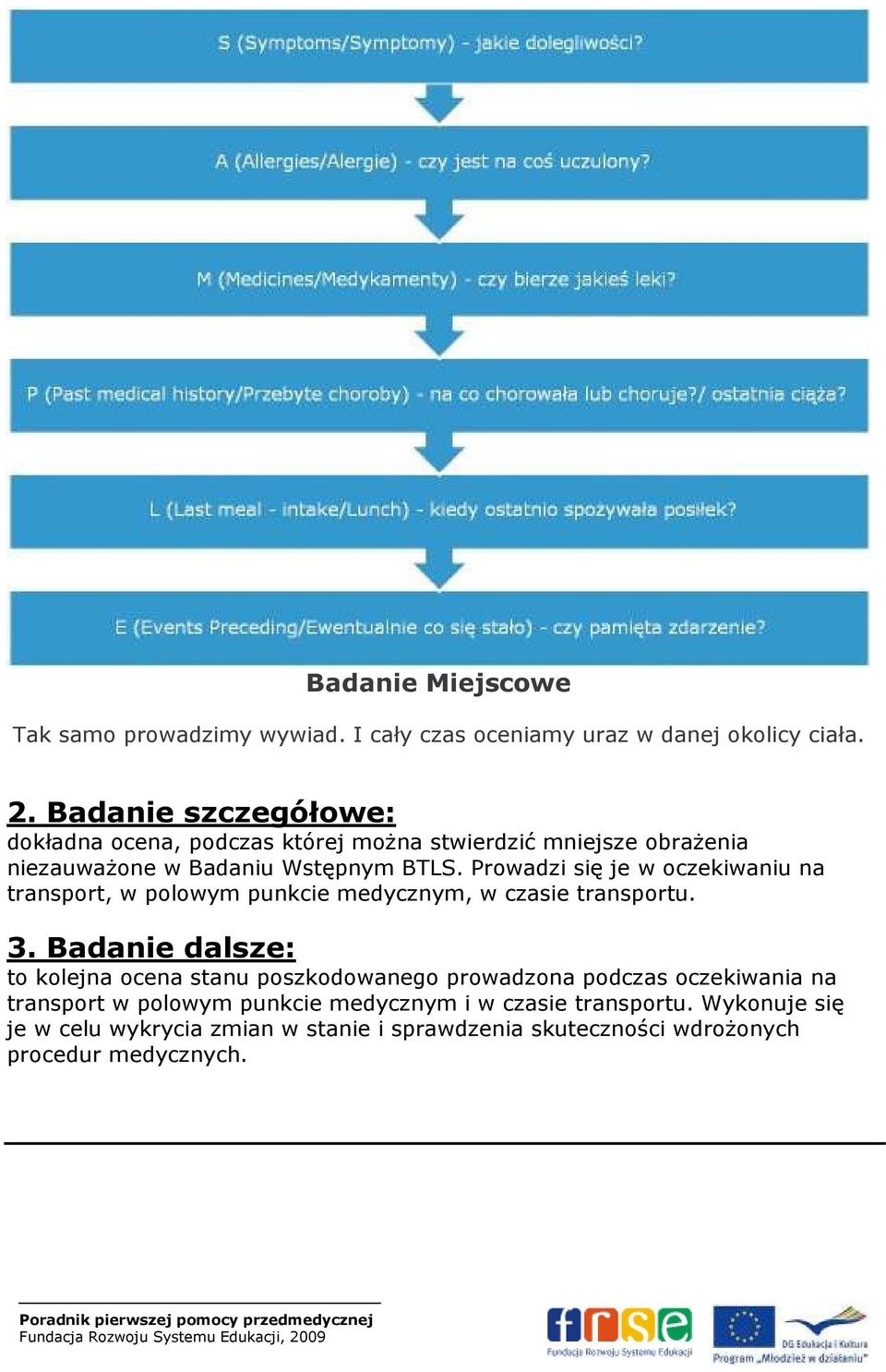 Prowadzi się je w oczekiwaniu na transport, w polowym punkcie medycznym, w czasie transportu. 3.