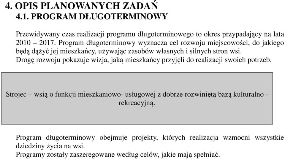 Drogę rozwoju pokazuje wizja, jaką mieszkańcy przyjęli do realizacji swoich potrzeb.