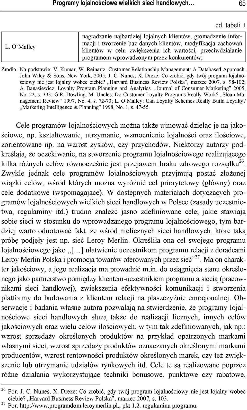 wprowadzonym przez konkurentów; Źrodło: Na podstawie: V. Kumar, W. Reinartz: Customer Relationship Management: A Databased Approach. John Wiley & Sons, New York, 2005; J. C. Nunes, X.