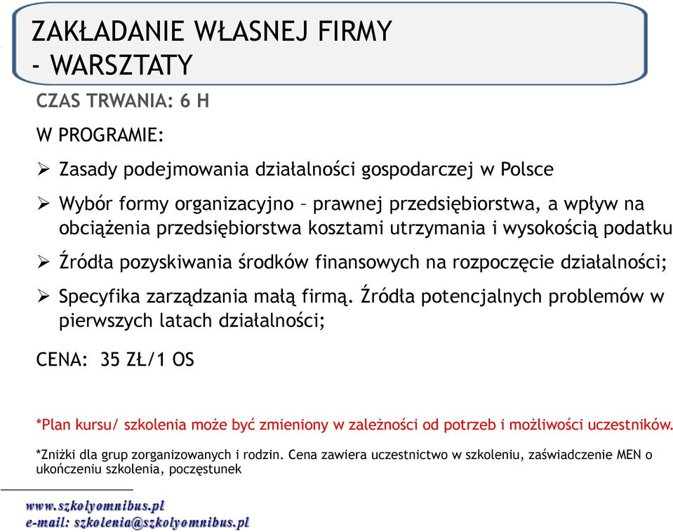 zarządzania małą firmą.