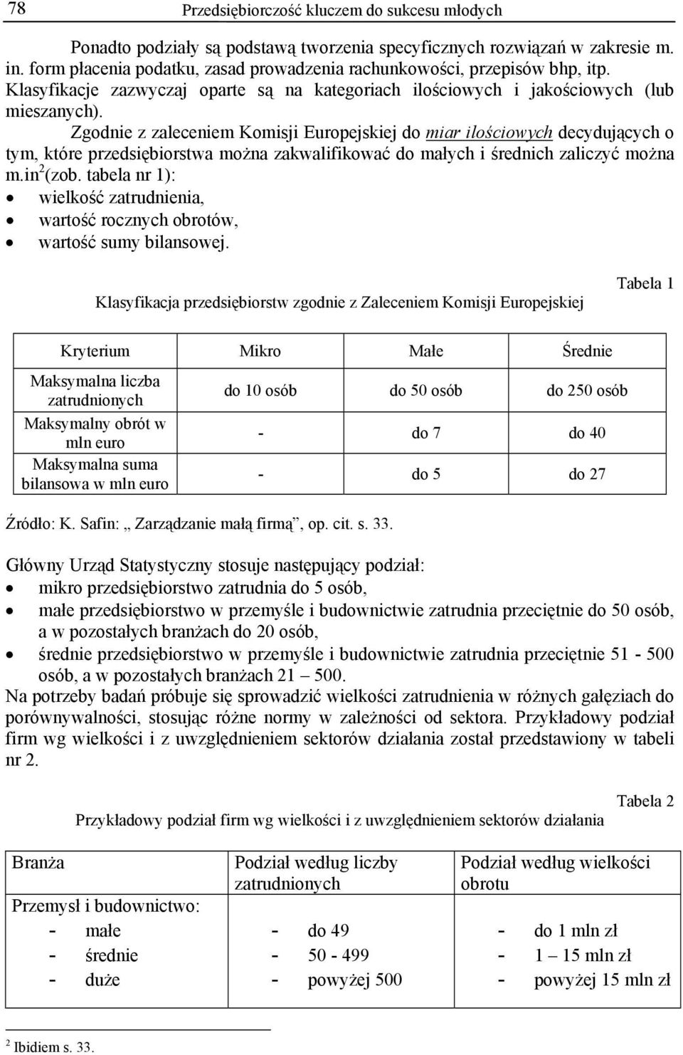 Zgodnie z zaleceniem Komisji Europejskiej do miar ilościowych decydujących o tym, które przedsiębiorstwa można zakwalifikować do małych i średnich zaliczyć można m.in 2 (zob.