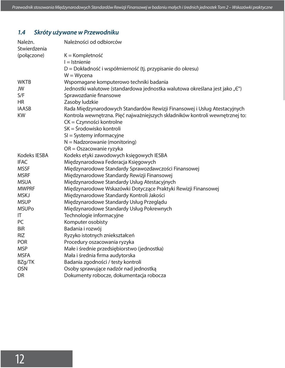 D = Dokładność i współmierność (tj.