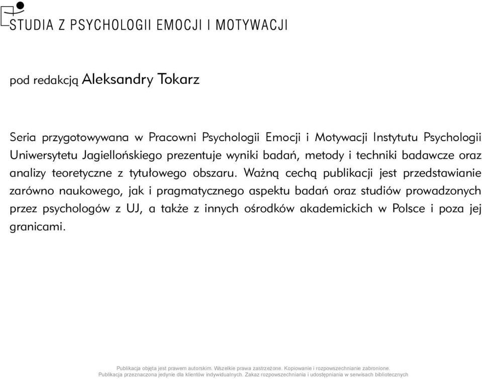 Psychologii Emocji i