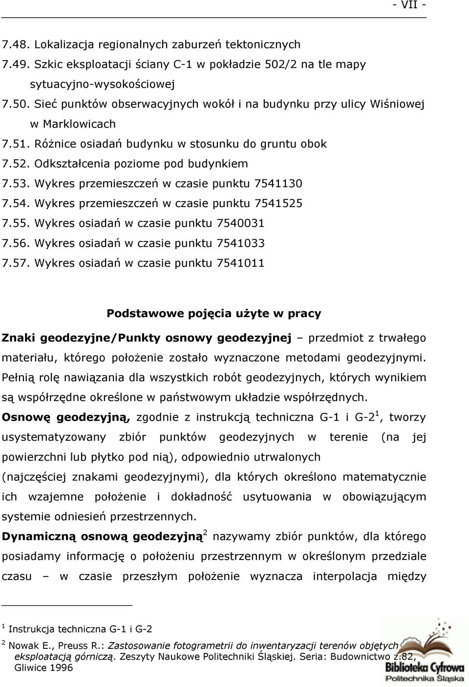 55. Wykres osiadań w czasie punktu 7540031 7.56. Wykres osiadań w czasie punktu 7541033 7.57.