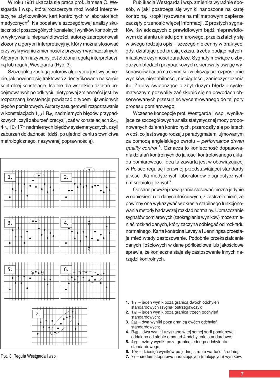 stosować przy wykrywaniu zmienności z przyczyn wyznaczalnych. Algorytm ten nazywany jest złożoną regułą interpretacyjną lub regułą Westgarda (Ryc. 3).