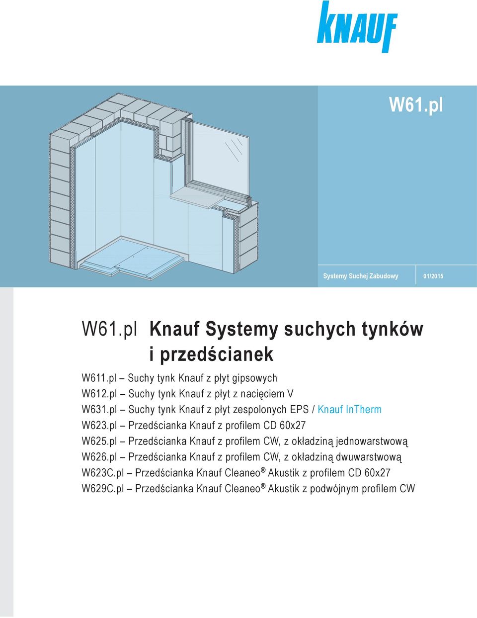 pl Suchy tynk Knauf z płyt zespolonych EPS / W623.pl Przedścianka Knauf z profilem CD x27 W625.
